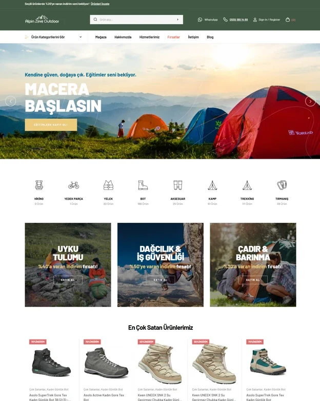 Alpinzirveoutdoor web sitesi referans görseli